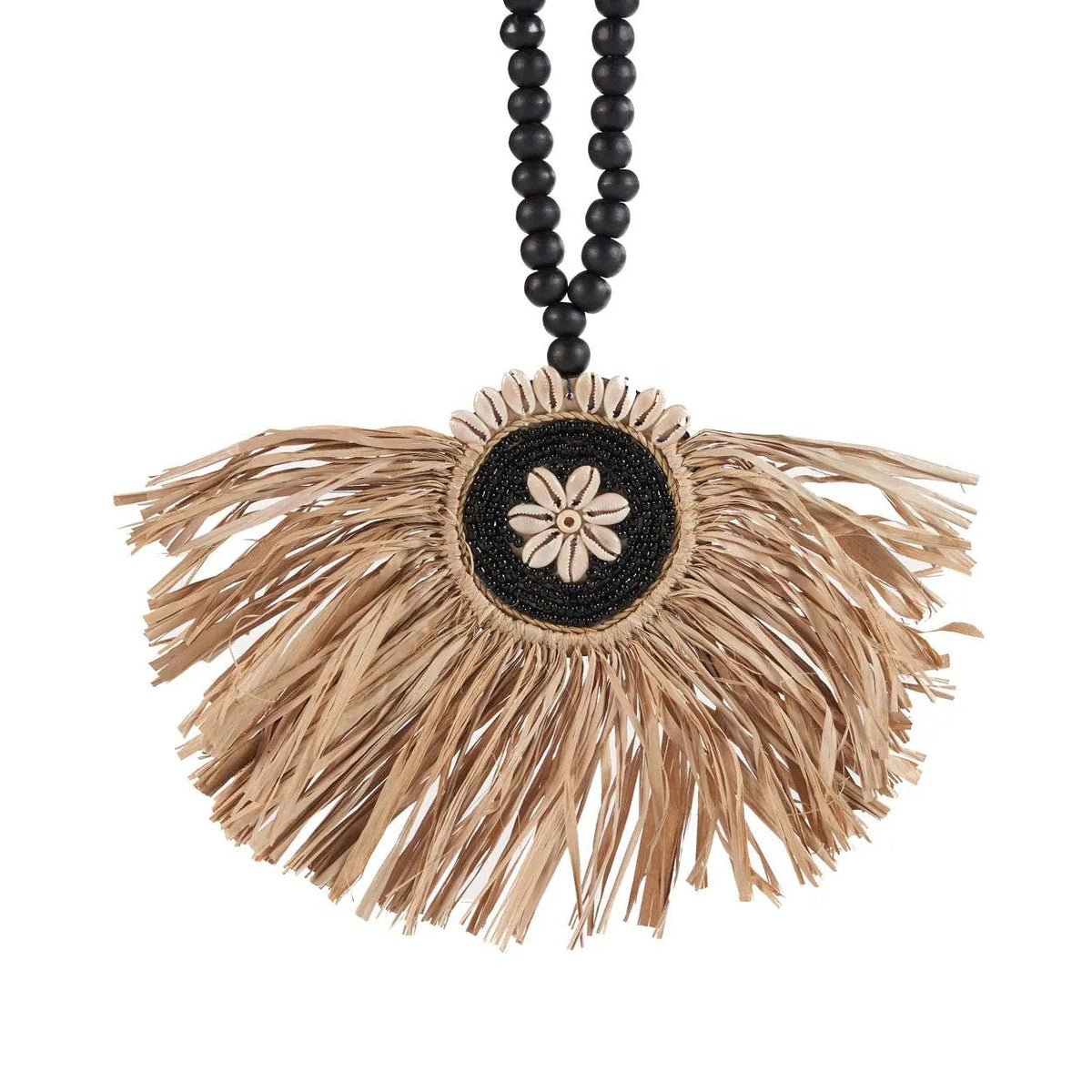 Bazar Bizar Raffia Wanddecoratie Crown Naturel/Zwart 30 x 70 cm