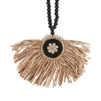 Bazar Bizar Raffia Wanddecoratie Crown Naturel/Zwart 30 x 70 cm