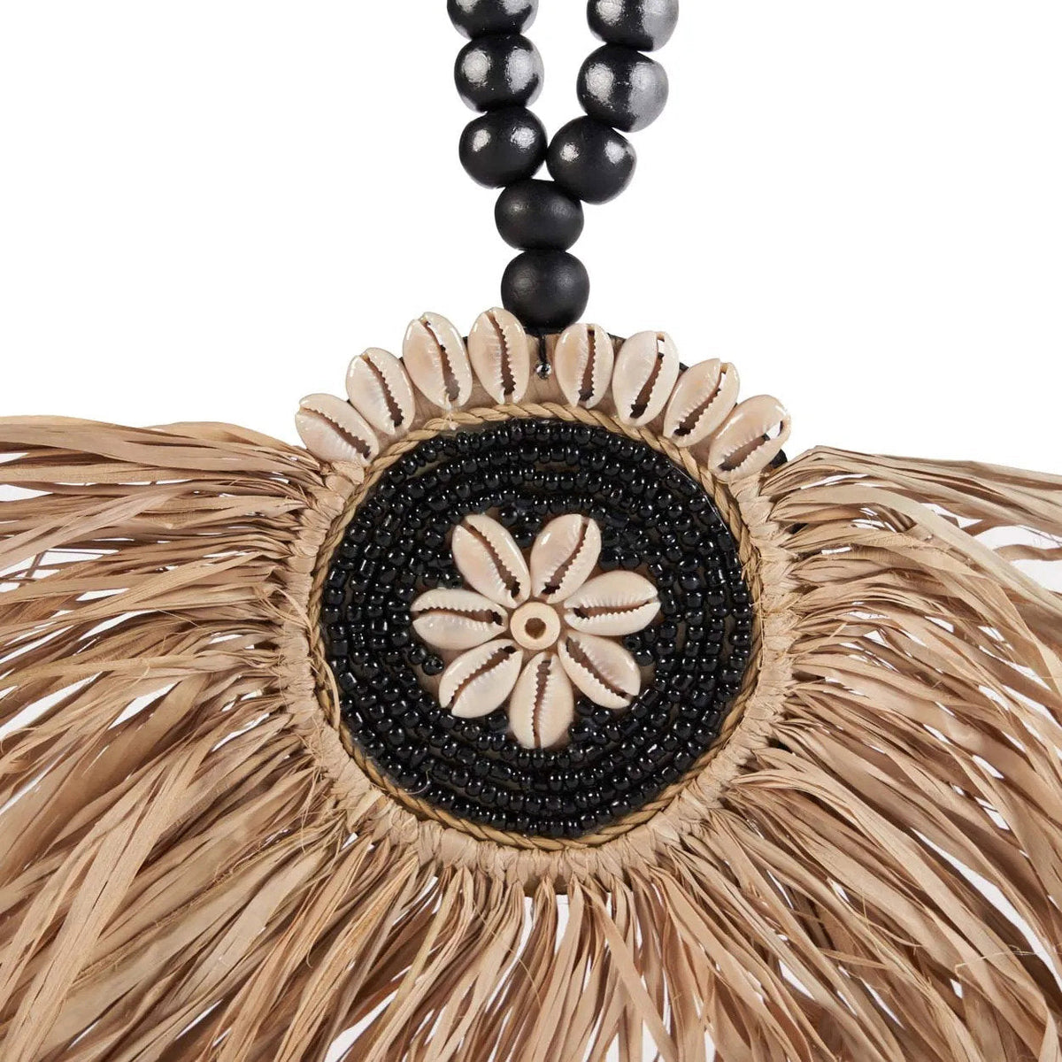 Bazar Bizar Raffia Wanddecoratie Crown Naturel/Zwart 30 x 70 cm