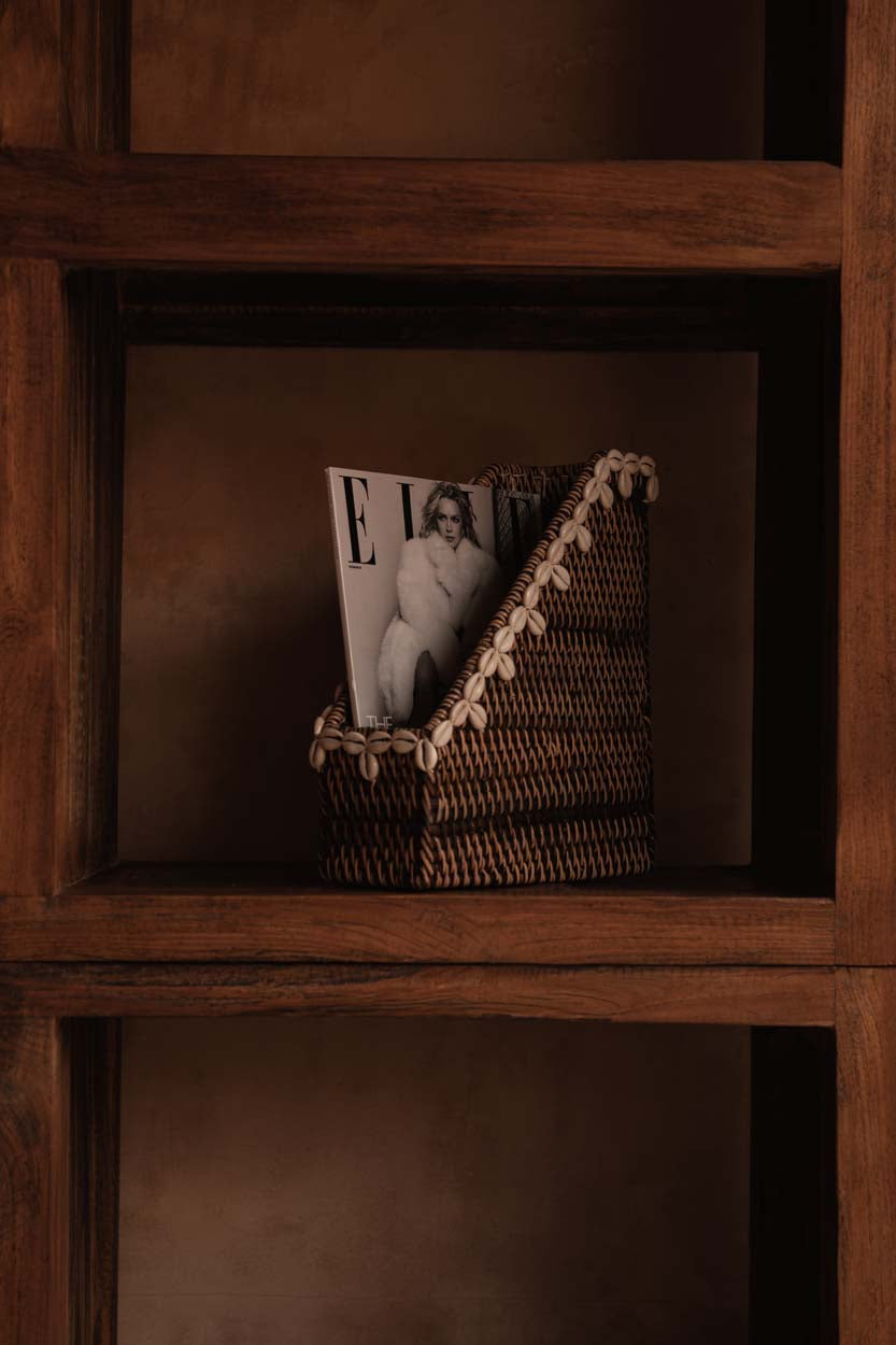 Bazar Bizar Porte-revues En Rotin Shell Naturel/Brun 12 x 27 x 30 cm