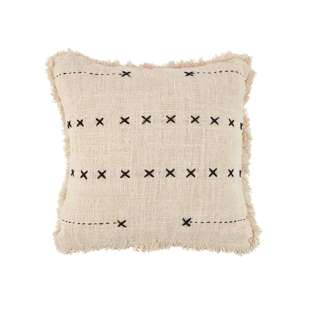 Bazar Bizar Housse de coussin En Coton French Kiss Naturel/Noir 50 x 50 cm