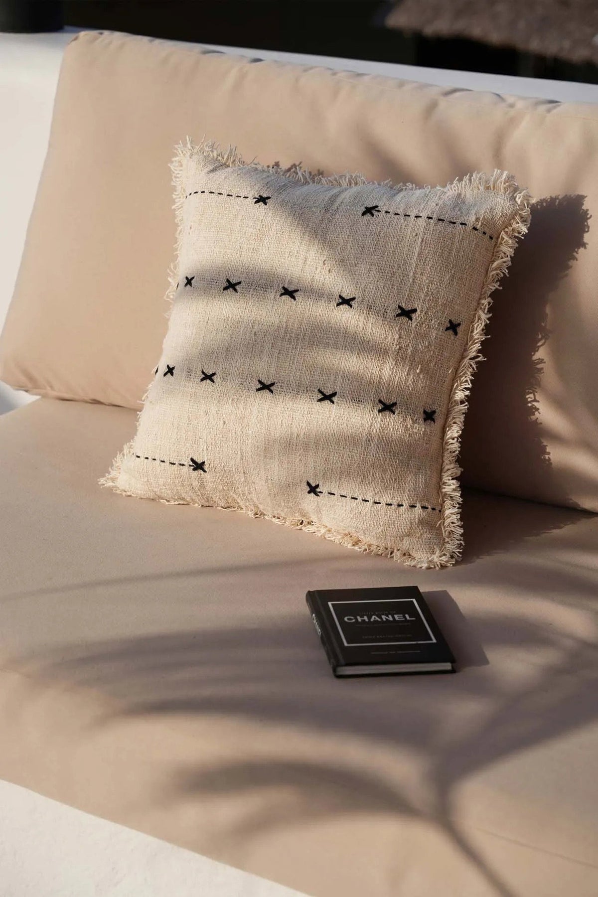 Bazar Bizar Housse de coussin En Coton French Kiss Naturel/Noir 50 x 50 cm