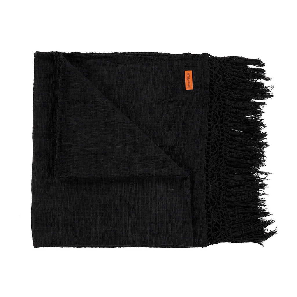 Bazar Bizar Plaid En Coton Gypsy Noir 260 x 122 cm