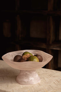 Bazar Bizar Plat de service En Résine Organic Fruit Stand Rose/Blanc Ø27 x H15 cm