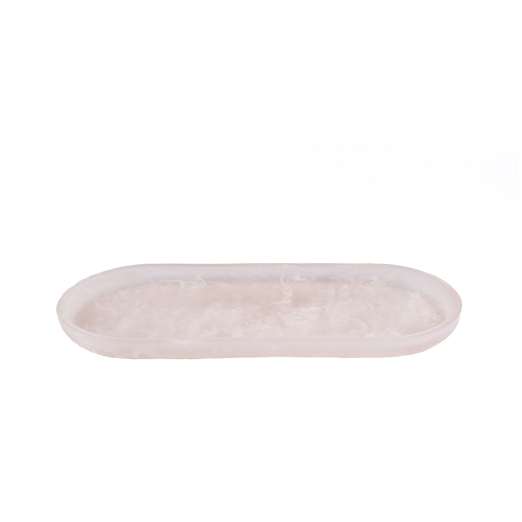 Bazar Bizar Plat de service En Résine Oval Plate Rose/Blanc 44 x 19 x 2,6 cm