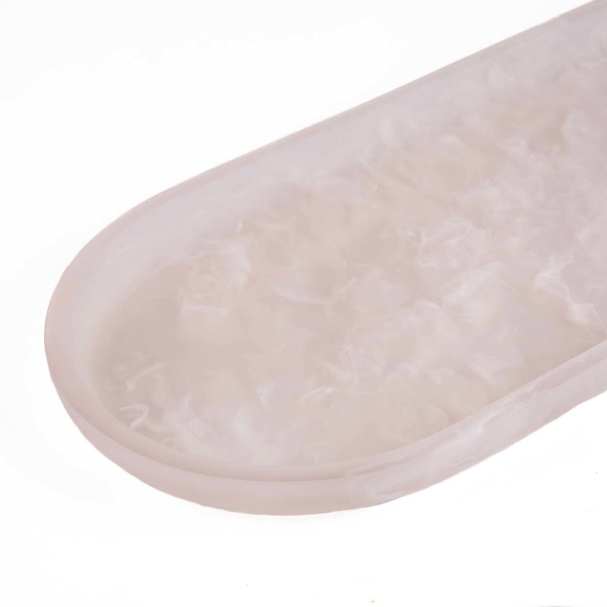 Bazar Bizar Plat de service En Résine Oval Plate Rose/Blanc 44 x 19 x 2,6 cm