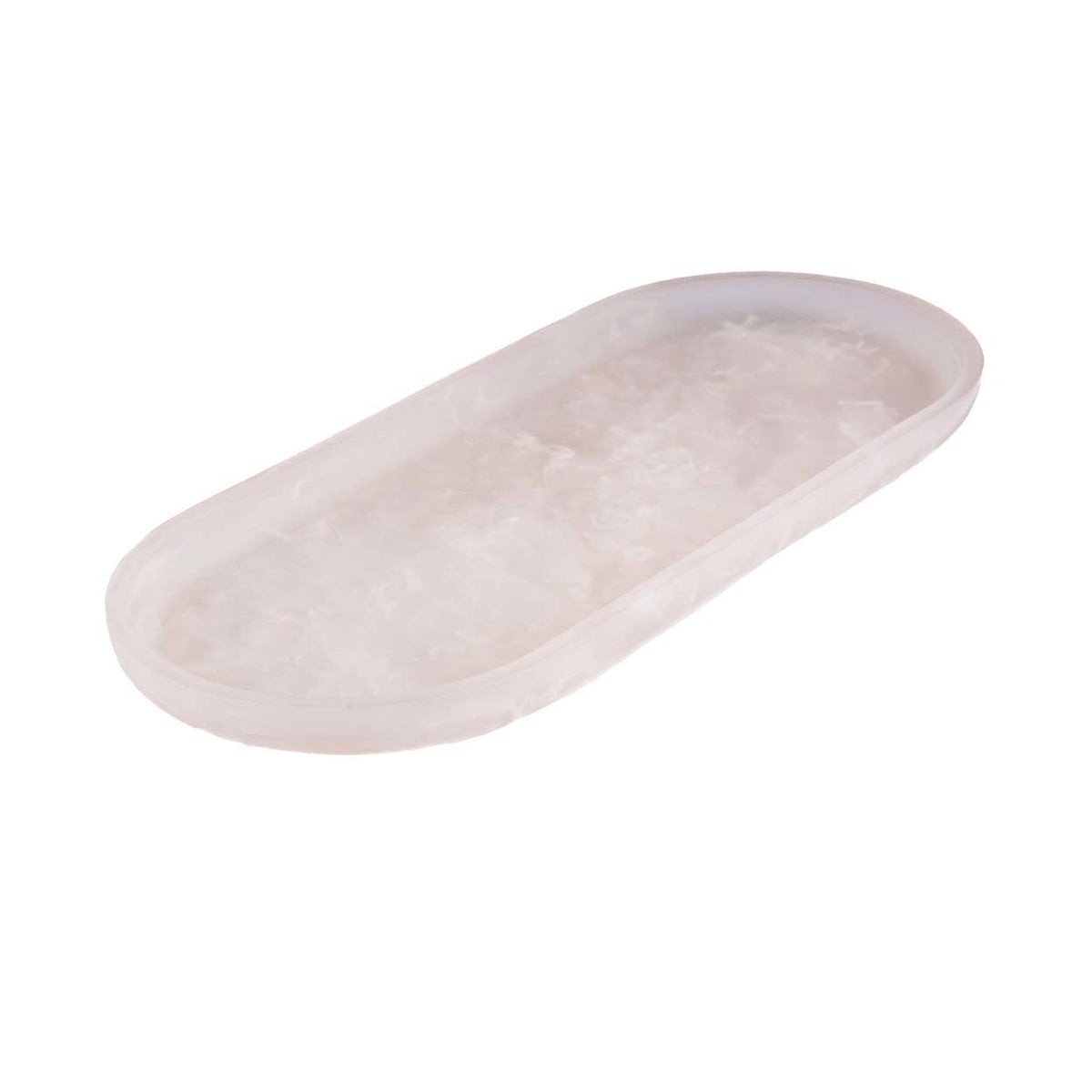 Bazar Bizar Kunsthars Schaal Oval Plate Roze/Wit 44 x 19 x 2,6 cm