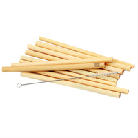 Bazar Bizar Bamboe Rietje met Reinigingsborstel Naturel L20 cm - 10 stuks