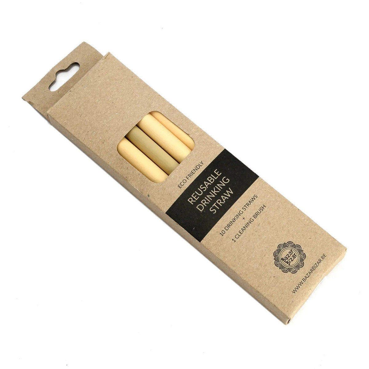 Bazar Bizar Bamboe Rietje met Reinigingsborstel Naturel L20 cm - 10 stuks