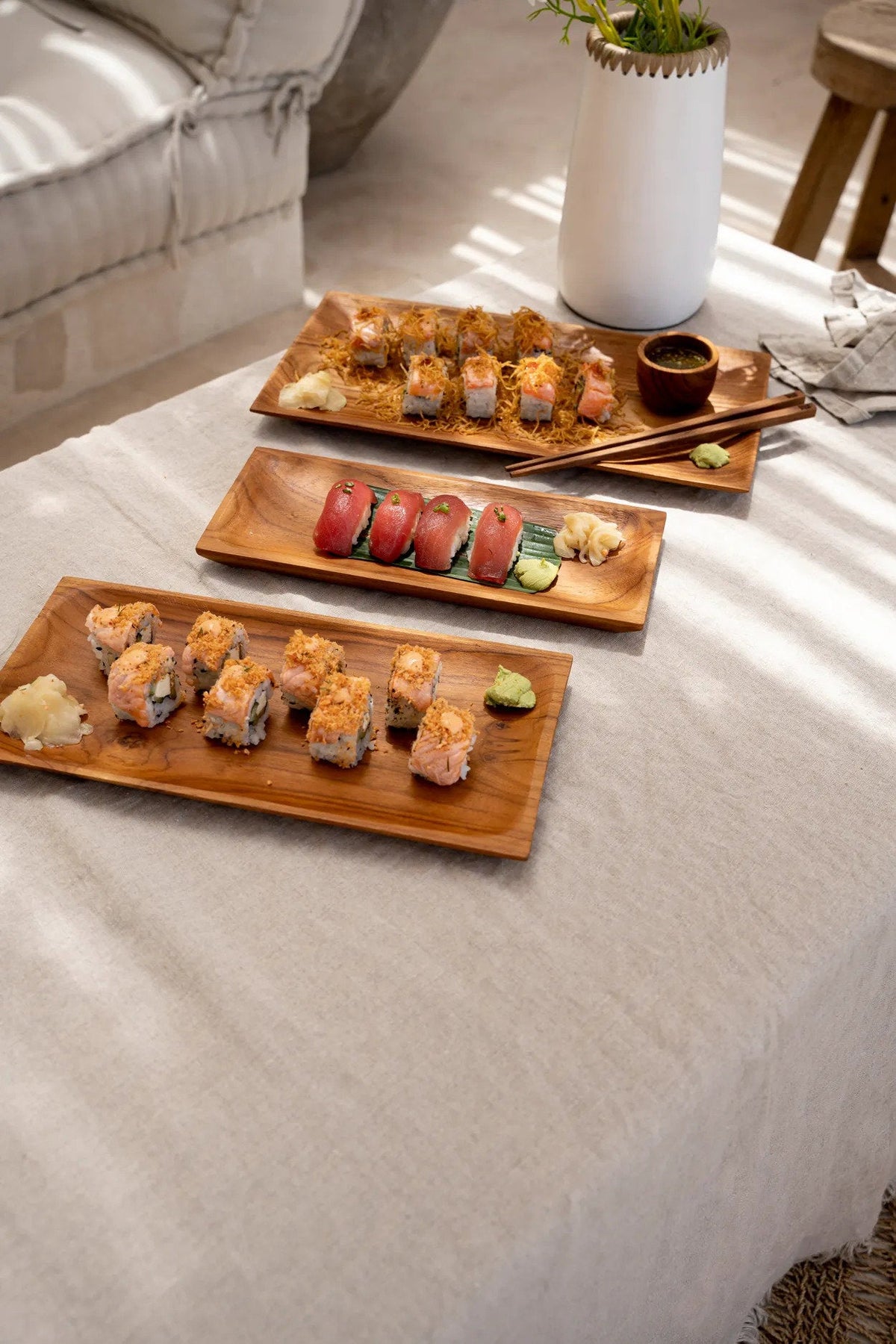 Bazar Bizar Teakhouten Schaal Teak Root Sushi Plate Naturel 26 x 12 cm