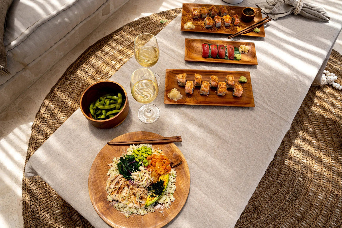 Bazar Bizar Teakhouten Schaal Teak Root Sushi Plate Naturel 31 x 15 cm