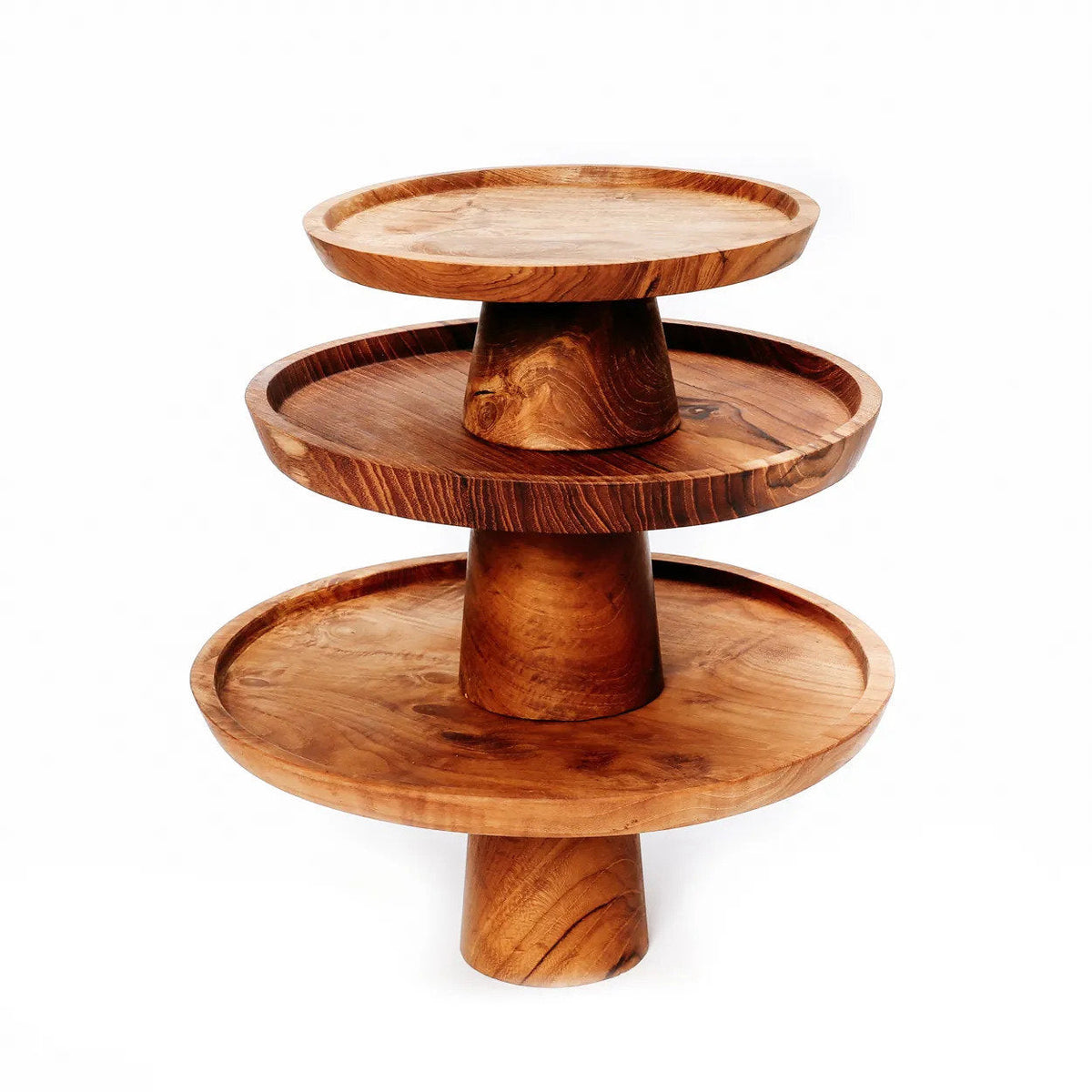 Bazar Bizar Teakhouten Schaal Teak Root Cake Dish Naturel Ø28 x H13 cm