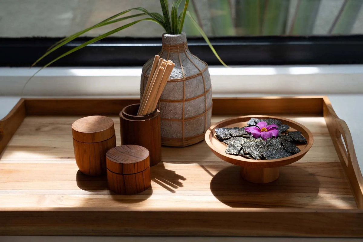 Bazar Bizar Teakhouten Voorraadpot Teak Root Naturel Ø8 x H12 cm