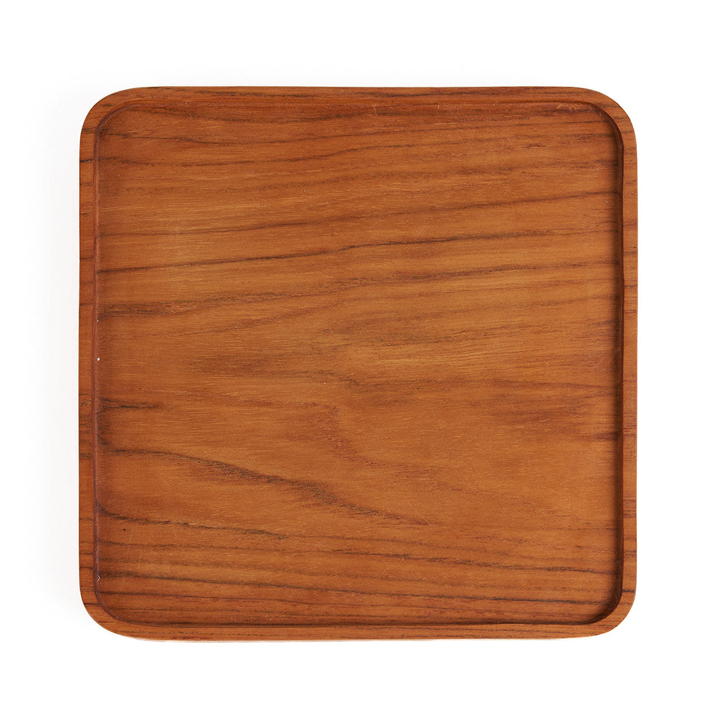 Bazar Bizar Teakhouten Schaal Square Plate Naturel 15 x 15 cm