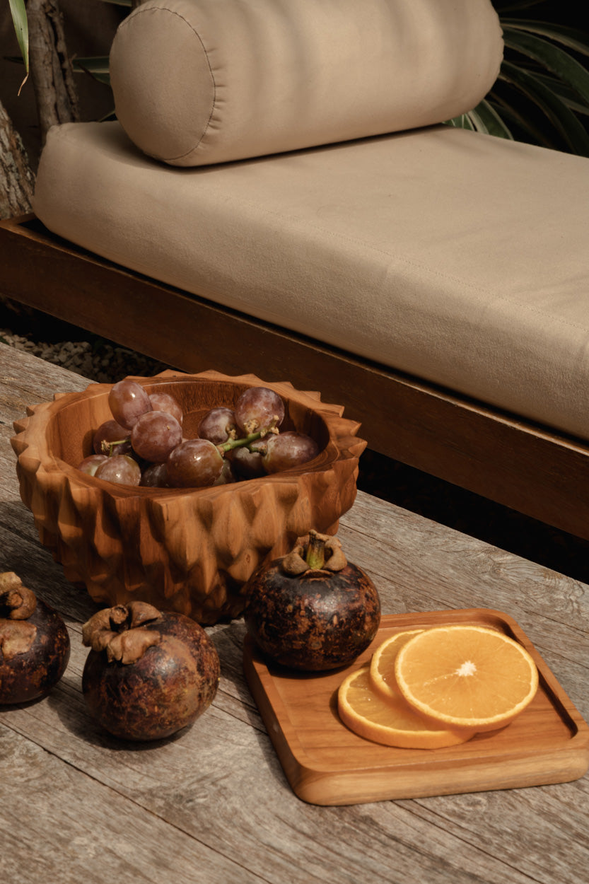 Bazar Bizar Plat de service En Bois de Teck Square Plate Naturel 8,5 x 8,5 cm