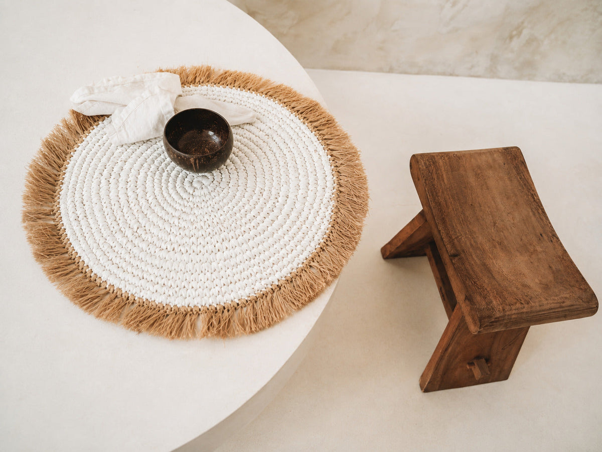 Bazar Bizar Waterhyacint Placemat Naturel/Wit Ø45 cm