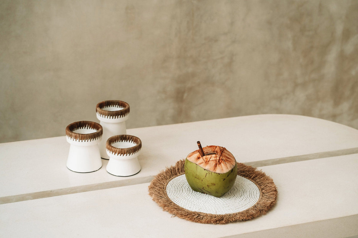 Bazar Bizar Waterhyacint Placemat Naturel/Wit Ø45 cm