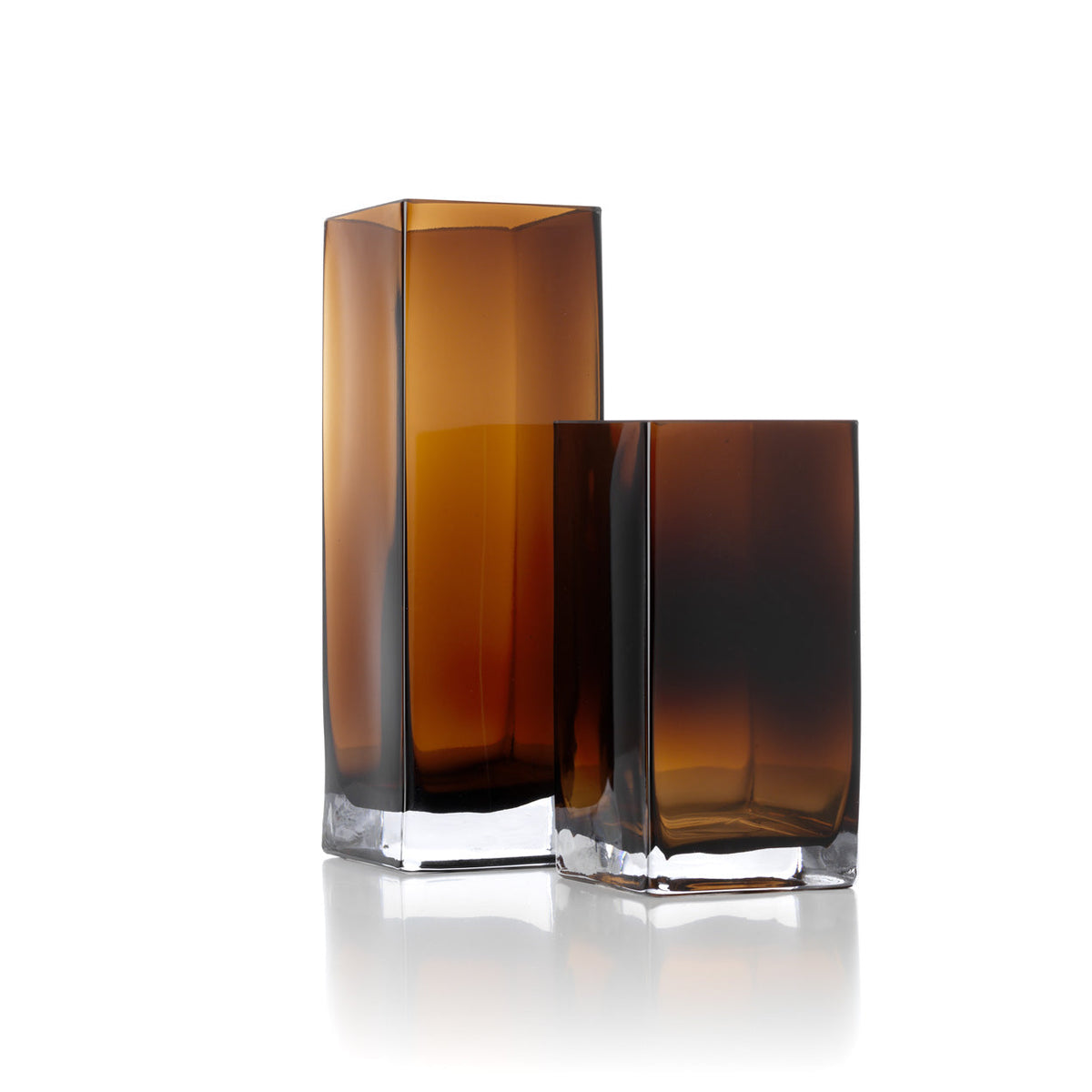 Bazar Bizar Vase en Verre Recyclé Cuboid Ambre Ø10 x H30 cm