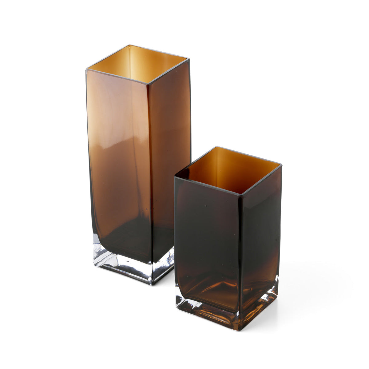 Bazar Bizar Vase en Verre Recyclé Cuboid Ambre Ø10 x H30 cm