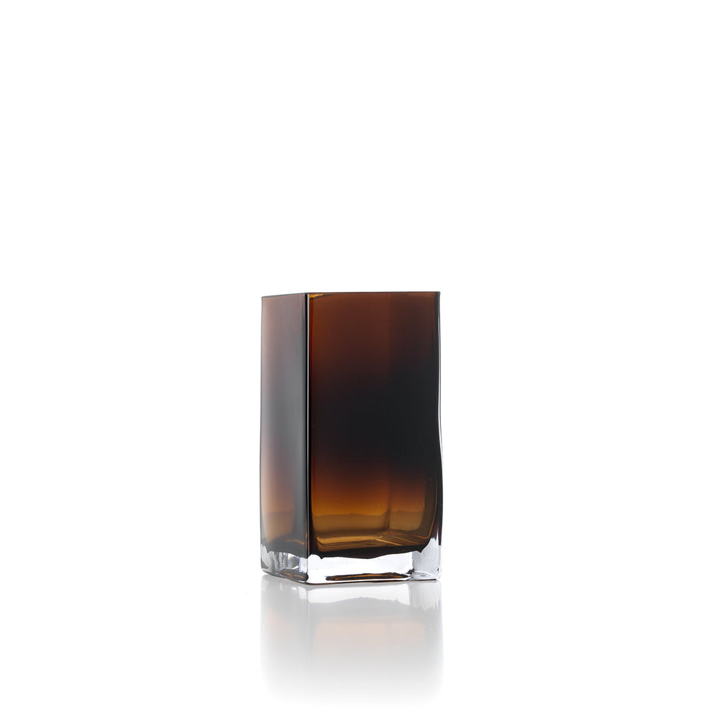 Bazar Bizar Gerecycleerde Glazen Vaas Cuboid Amber Ø10 x H20 cm