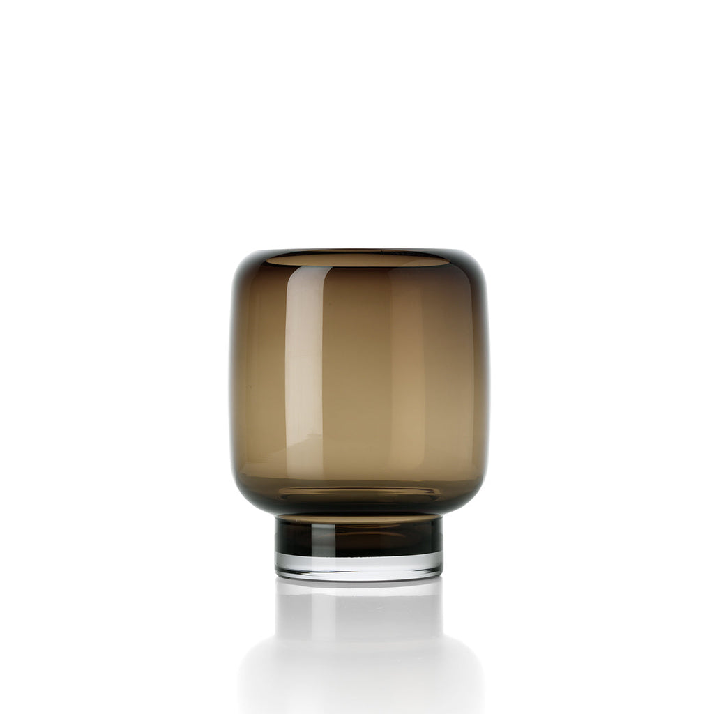 Bazar Bizar Gerecycleerde Glazen Vaas Smoky Cube Bruin Ø15 x H19 cm