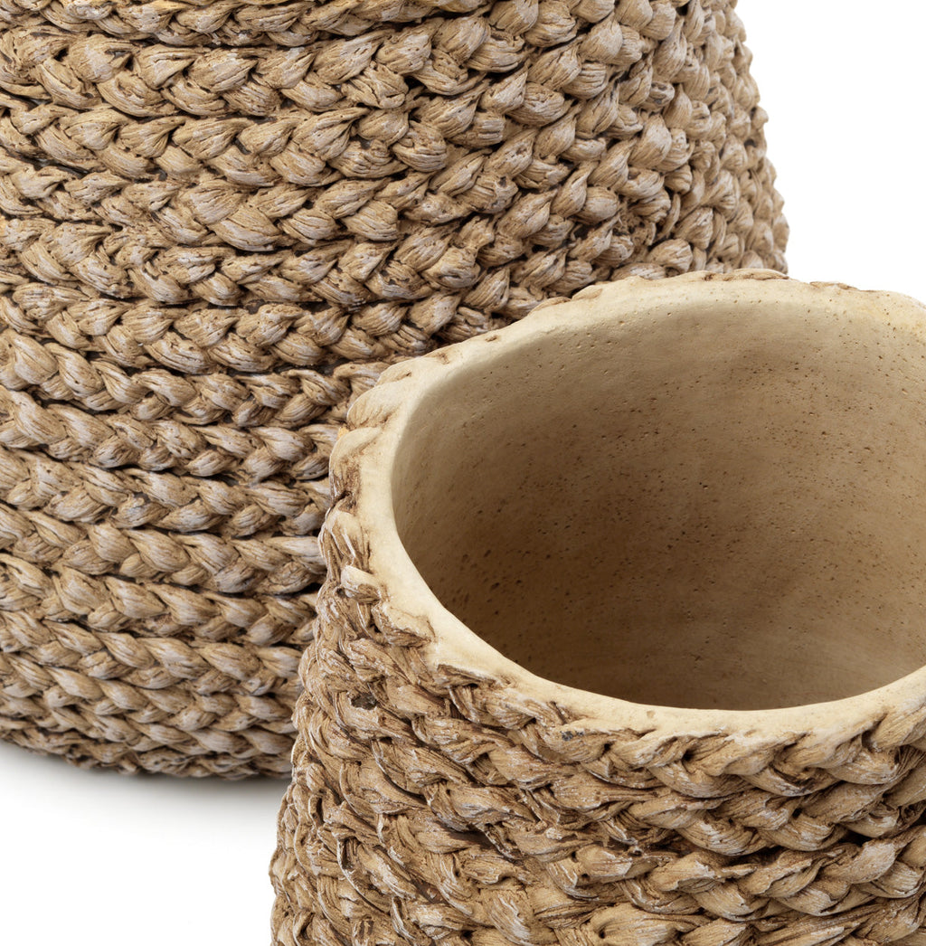 Bazar Bizar Betonnen Plantenpot Fake Braided Naturel Ø23 x H22 cm