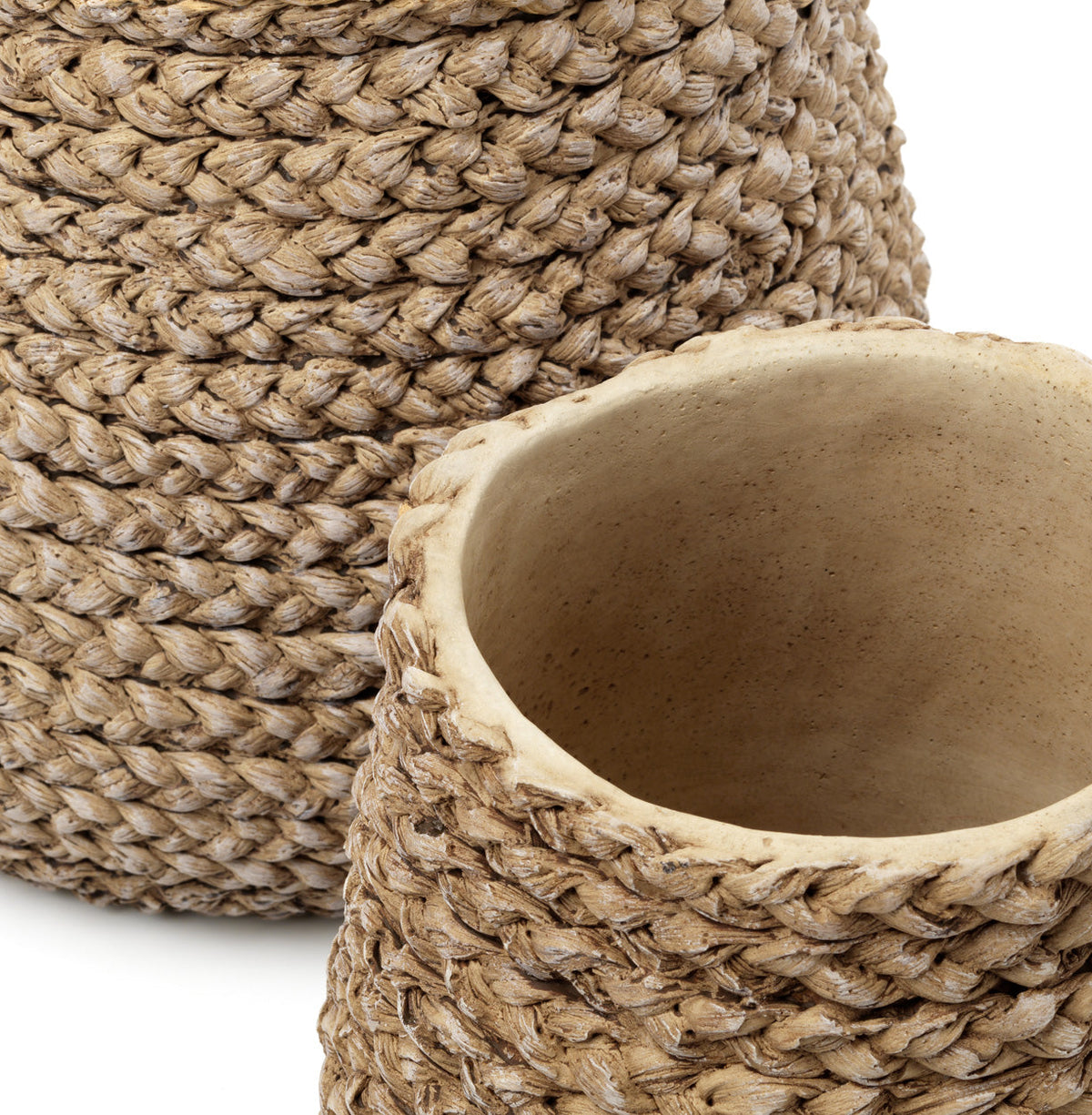 Bazar Bizar Betonnen Plantenpot Fake Braided Naturel Ø19 x H18,5 cm