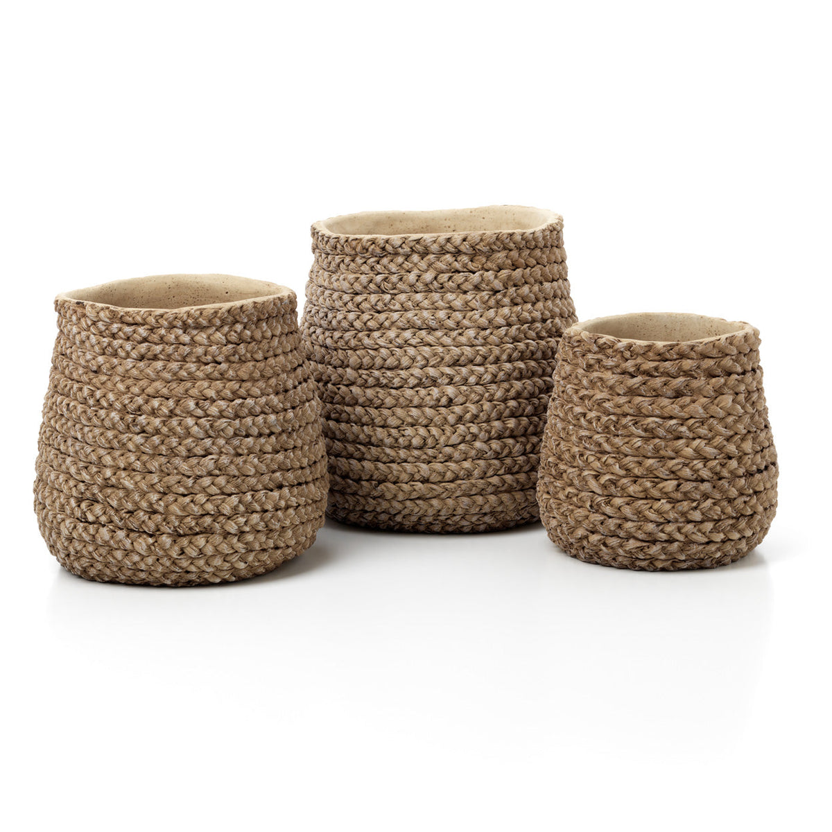Bazar Bizar Betonnen Plantenpot Fake Braided Naturel Ø19 x H18,5 cm