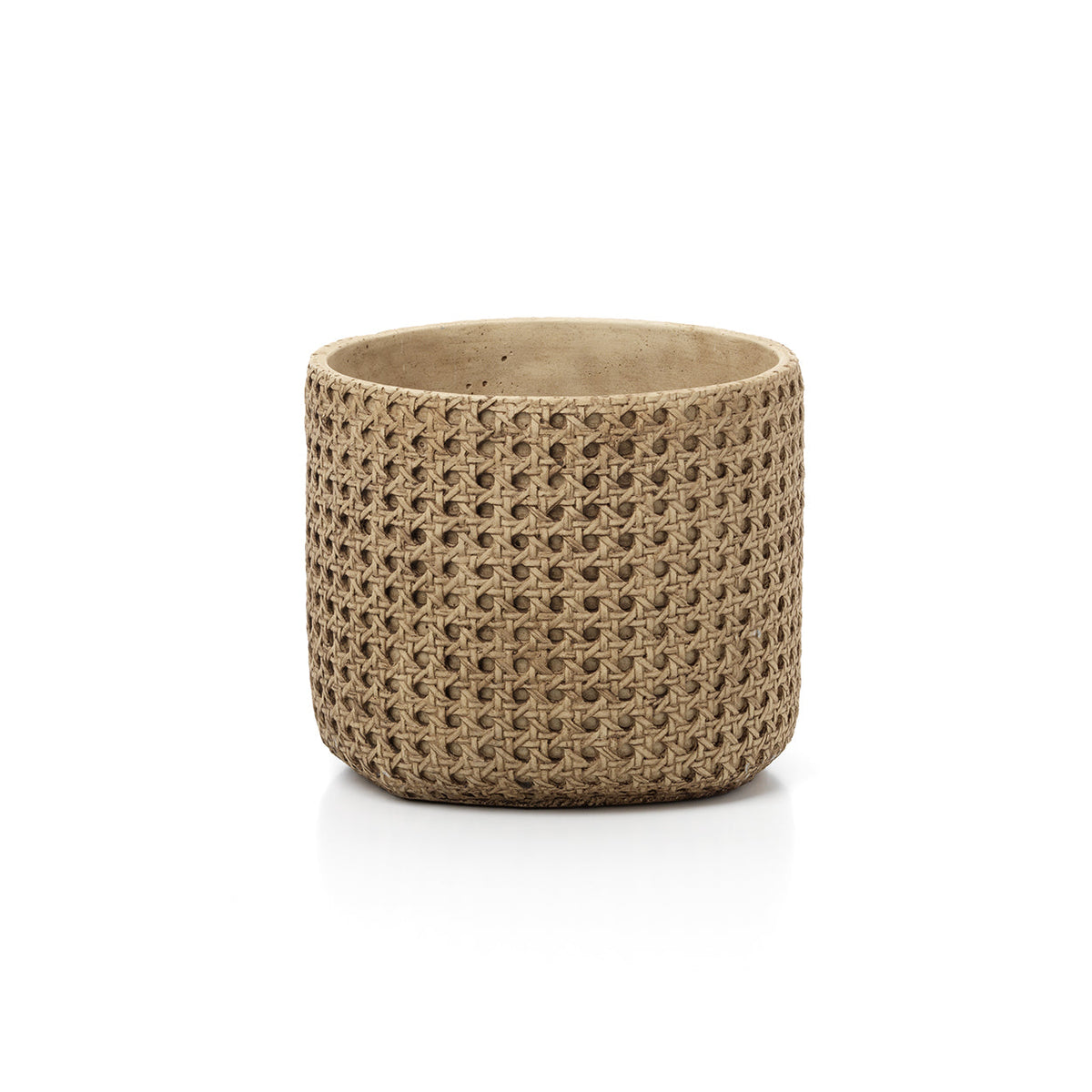 Bazar Bizar Betonnen Plantenpot Rattan Naturel Ø20 x H17,5 cm