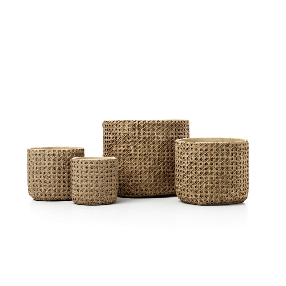 Bazar Bizar Betonnen Plantenpot Rattan Naturel Ø20 x H17,5 cm