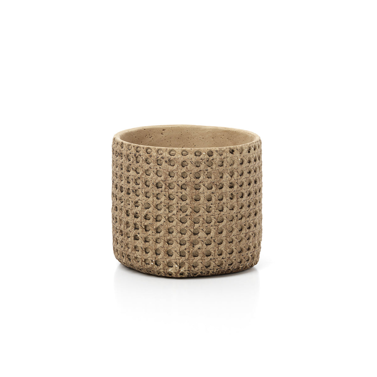 Bazar Bizar Betonnen Plantenpot Rattan Naturel Ø16 x H15 cm
