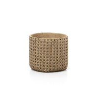 Bazar Bizar Betonnen Plantenpot Rattan Naturel Ø16 x H15 cm