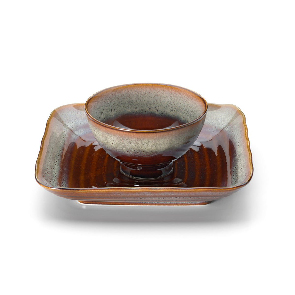 Bazar Bizar Keramische Schaal Smoked Horizon Bruin/Grijs Ø11,7 x H6,5 cm
