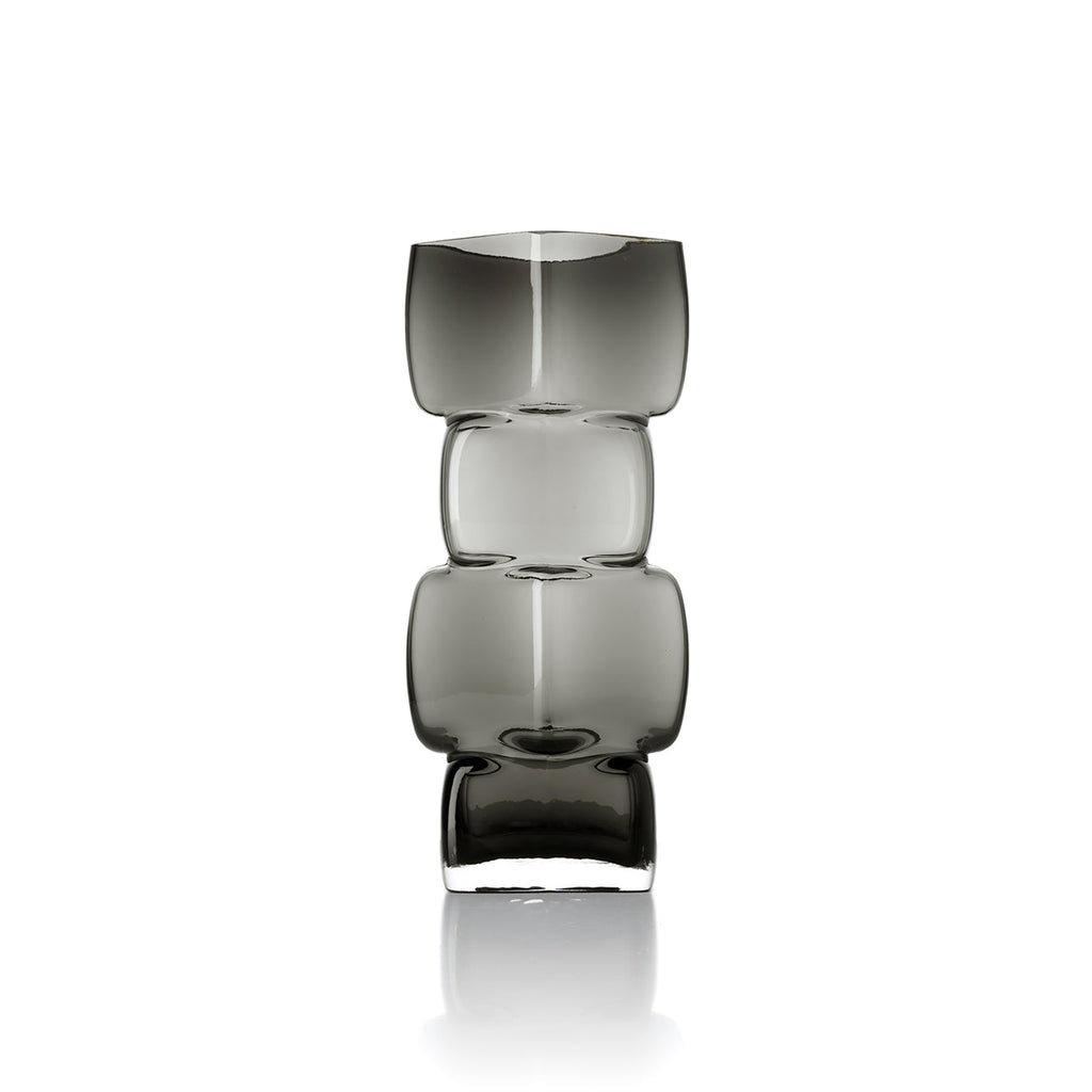 Bazar Bizar Gerecycleerde Glazen Vaas Cubes Donkergrijs 13 x 13 x 30 cm