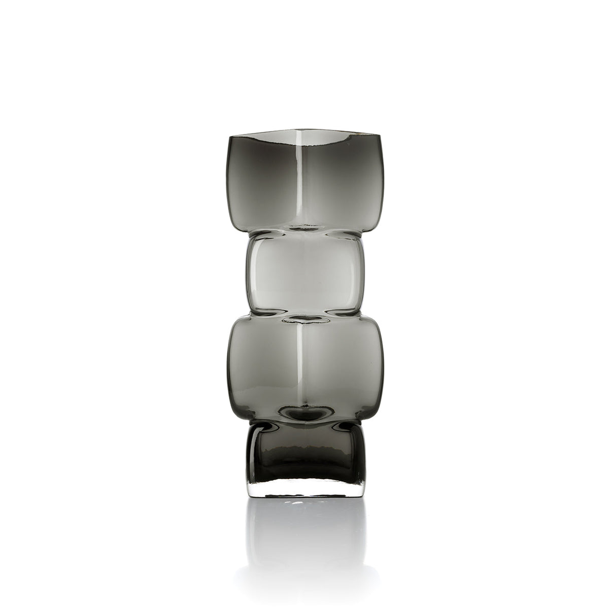 Bazar Bizar Gerecycleerde Glazen Vaas Cubes Donkergrijs 13 x 13 x 30 cm