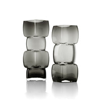Bazar Bizar Gerecycleerde Glazen Vaas Cubes Donkergrijs 13 x 13 x 30 cm