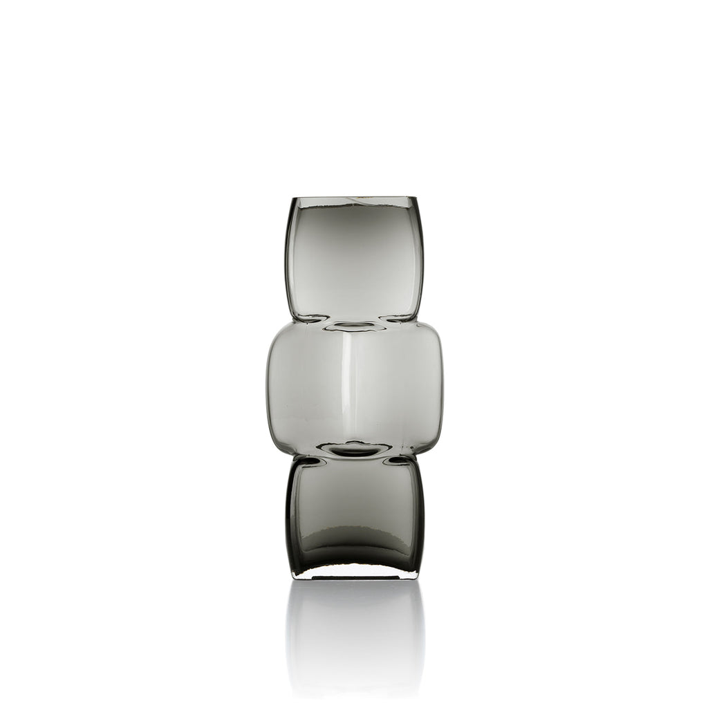 Bazar Bizar Gerecycleerde Glazen Vaas Cubes Donkergrijs 13 x 13 x 27 cm