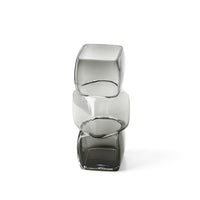 Bazar Bizar Gerecycleerde Glazen Vaas Cubes Donkergrijs 13 x 13 x 27 cm