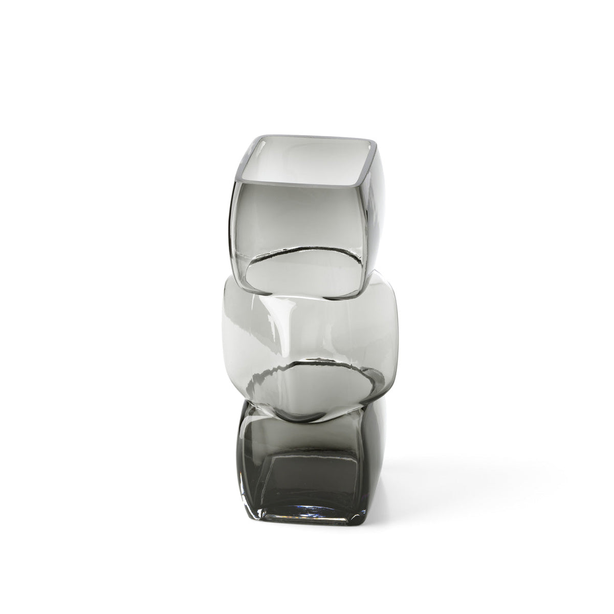 Bazar Bizar Gerecycleerde Glazen Vaas Cubes Donkergrijs 13 x 13 x 27 cm