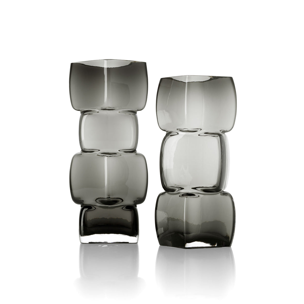 Bazar Bizar Gerecycleerde Glazen Vaas Cubes Donkergrijs 13 x 13 x 27 cm