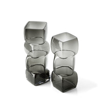 Bazar Bizar Gerecycleerde Glazen Vaas Cubes Donkergrijs 13 x 13 x 27 cm