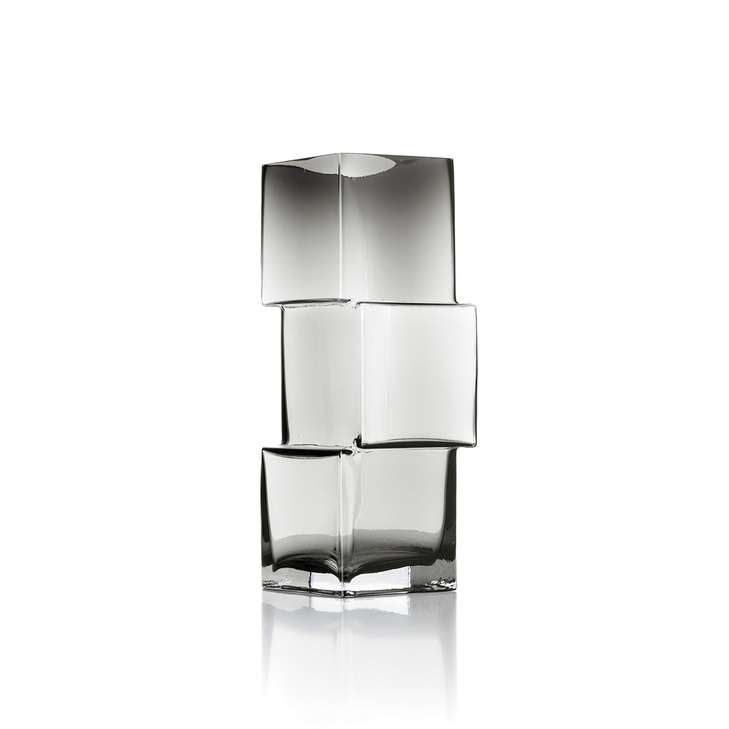 Bazar Bizar Vase en Verre Recyclé Rummikub Gris Foncé 11 x 11 x 30 cm