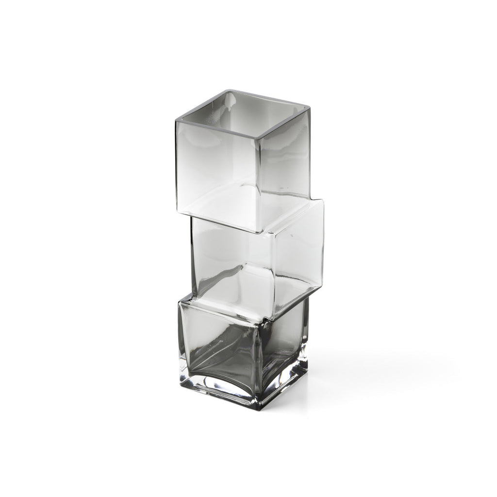 Bazar Bizar Vase en Verre Recyclé Rummikub Gris Foncé 11 x 11 x 30 cm