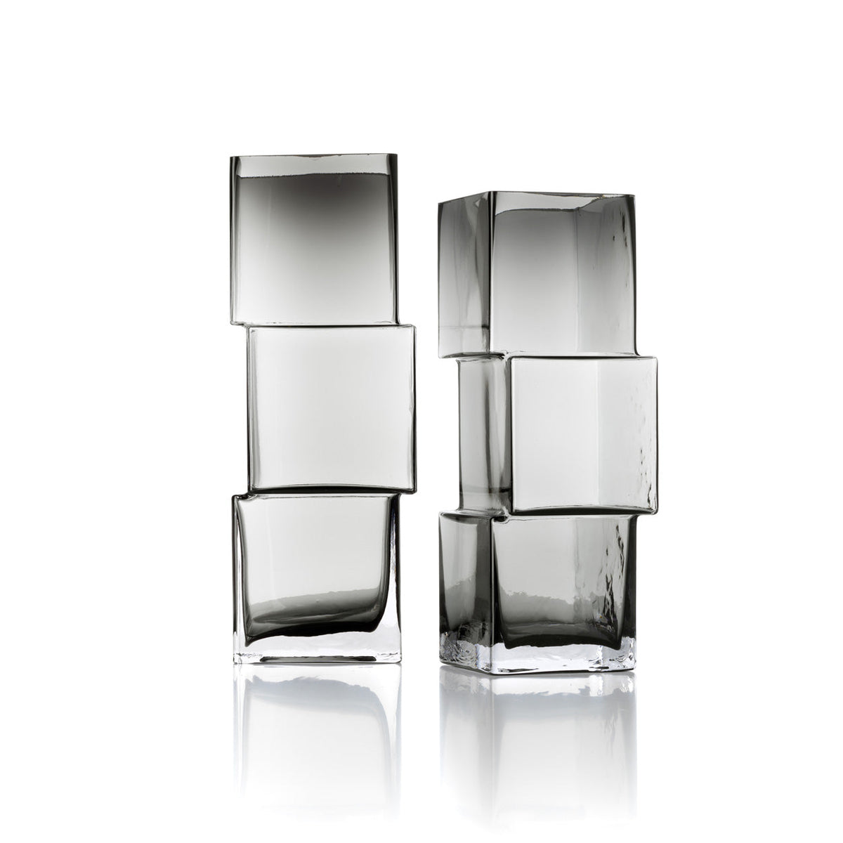 Bazar Bizar Vase en Verre Recyclé Rummikub Gris Foncé 11 x 11 x 30 cm