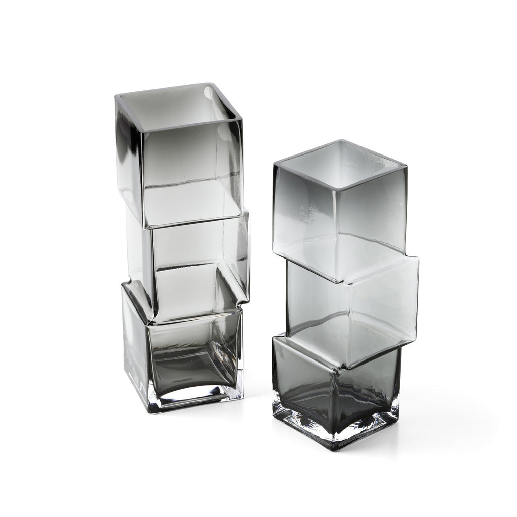Bazar Bizar Vase en Verre Recyclé Rummikub Gris Foncé 11 x 11 x 30 cm