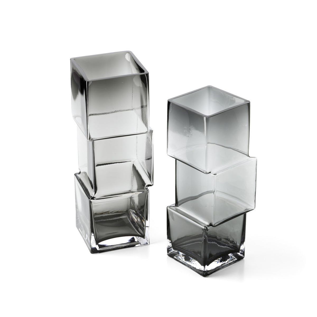 Bazar Bizar Vase en Verre Recyclé Rummikub Gris Foncé 11 x 11 x 30 cm