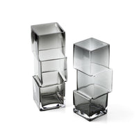 Bazar Bizar Vase en Verre Recyclé Rummikub Gris Foncé 11 x 11 x 30 cm