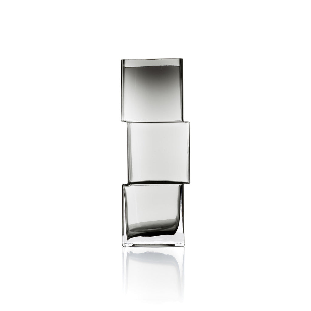 Bazar Bizar Vase en Verre Recyclé Rummikub Gris Foncé 11 x 11 x 30 cm