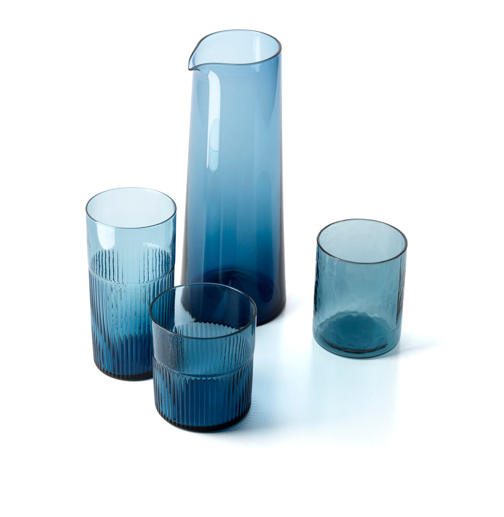 Bazar Bizar Glazen Karaf Azure Indigoblauw Ø10 x H26 cm
