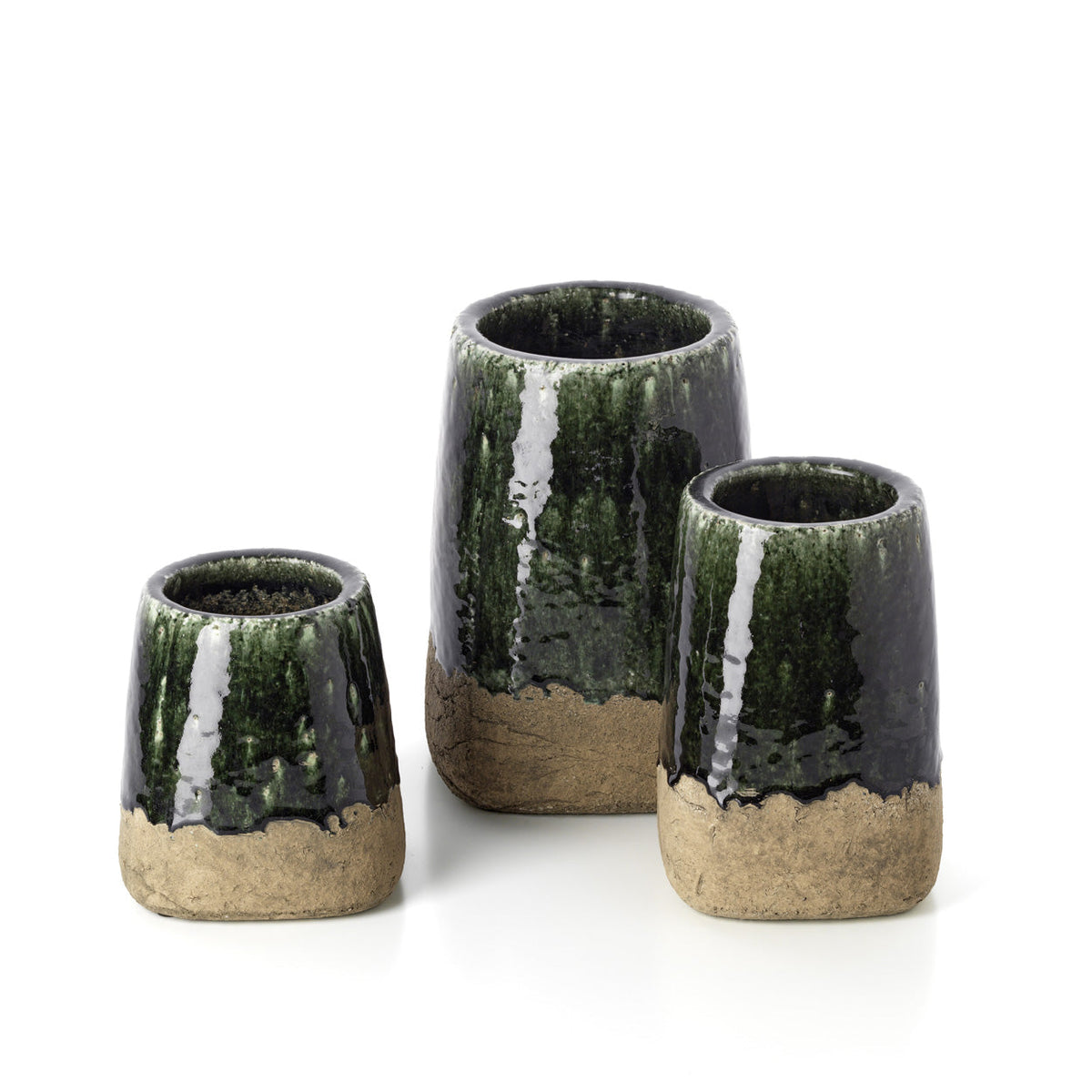 Bazar Bizar Aardewerken Plantenpot Moss Conical Betongroen Ø21 x H29 cm
